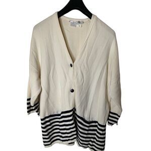 MaxMara cardigan sweater navy cream women's size small oversized